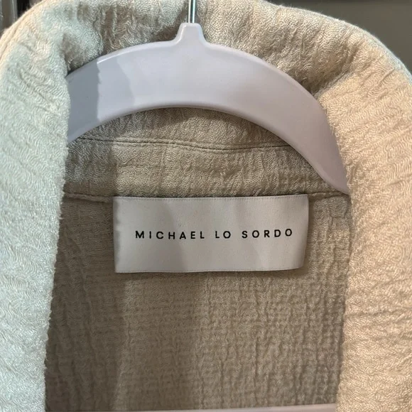 MICHAEL LO SORDO • Linen Bolero Waist Tie Collared Jacket - Picture 12 of 16